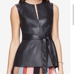 BCBG Maxaria Joslynn Black Faux Leather Top